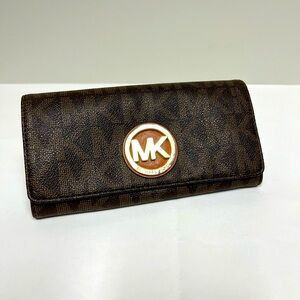 Michael Kors/MK Signature Large Wallet/Brown